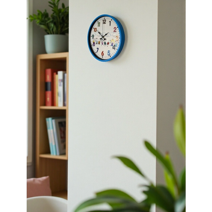 Mey İthalat® 36 Cm Mavi Çocuk Odası Duvar Saati