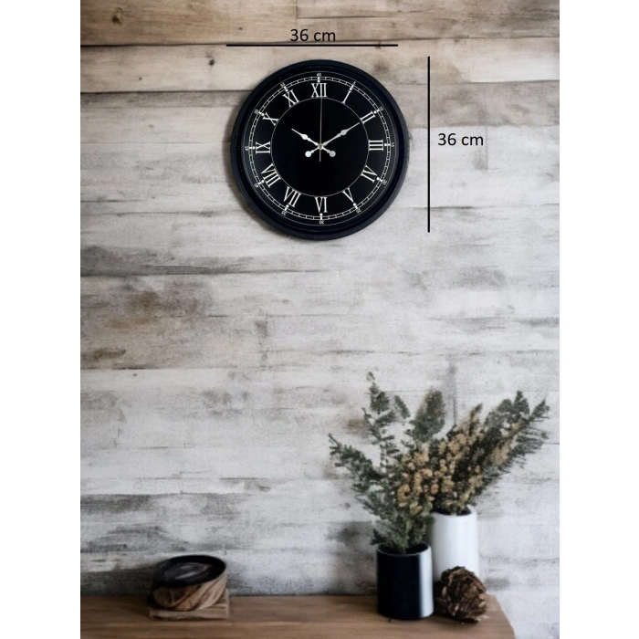 Mey İthalat® 36 Cm Modern Siyah Duvar Saati