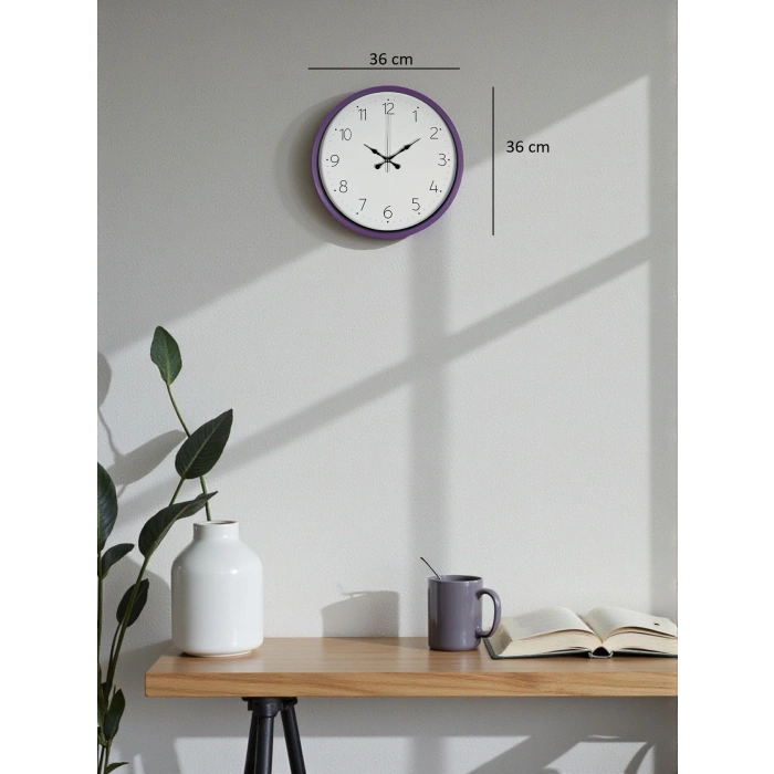 Mey İthalat® 36 Cm Mor Dekoratif Duvar Saati