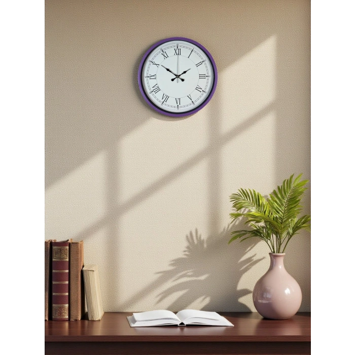 Mey İthalat® 36 Cm Mor Roma Rakamlı Duvar Saati
