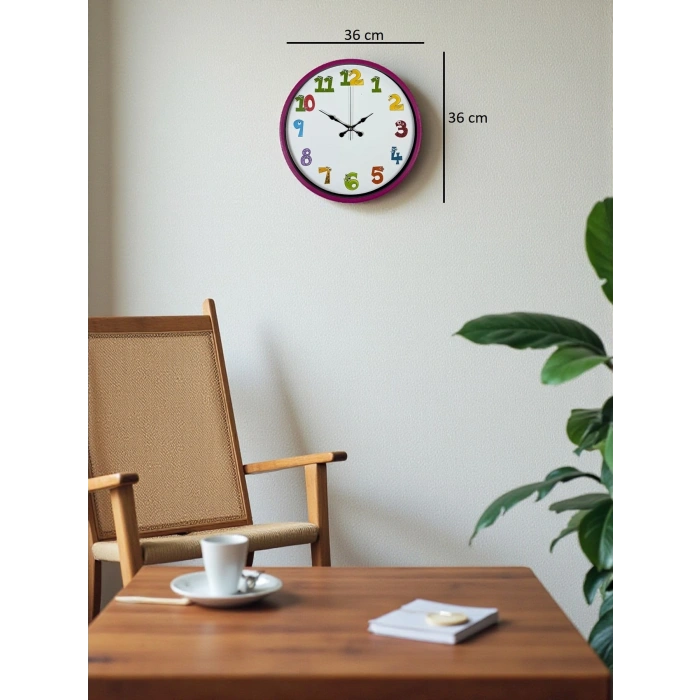Mey İthalat® 36 Cm Pembe Çocuk Odası Duvar Saati