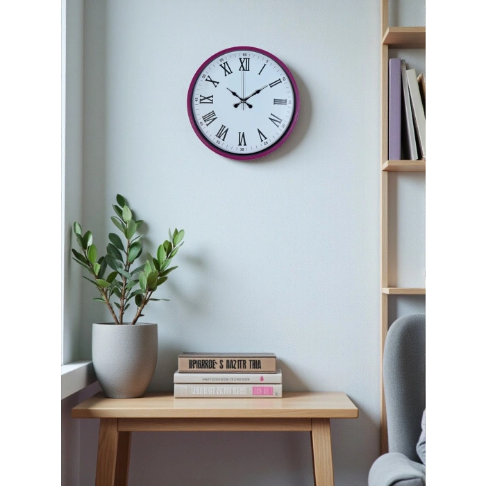 Mey İthalat® 36 Cm Pembe Roma Rakamlı Duvar Saati