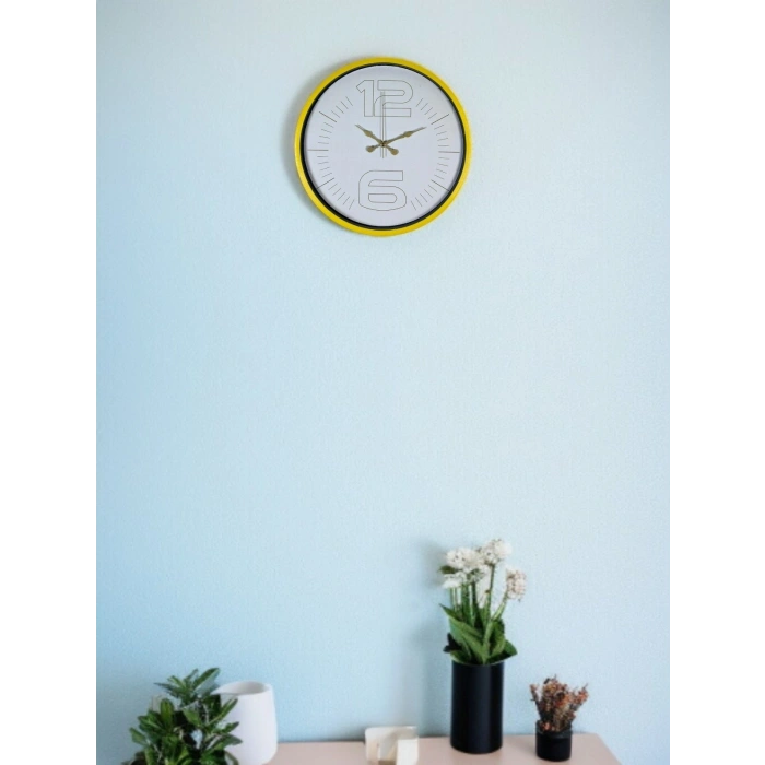 Mey İthalat® 36 Cm Sarı Dekoratif Duvar Saati
