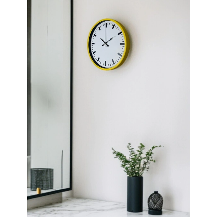 Mey İthalat® 36 Cm Sarı Dekoratif Duvar Saati