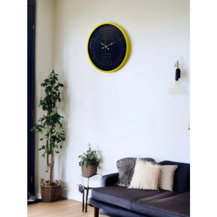 Mey İthalat® 36 Cm Sarı Dekoratif Duvar Saati