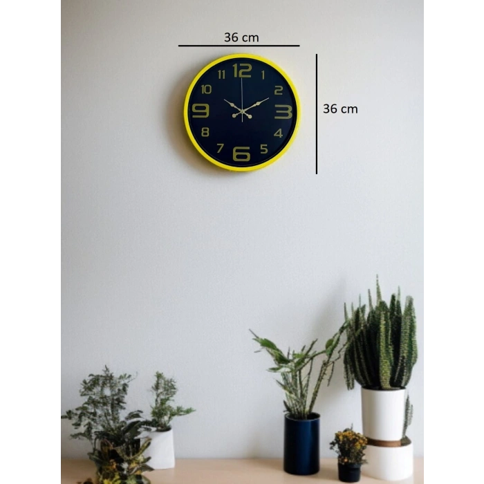 Mey İthalat® 36 Cm Sarı Gold Rakamlı Duvar Saati