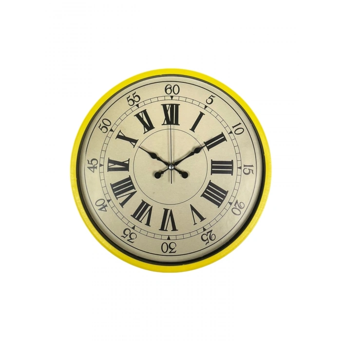 Mey İthalat® 36 Cm Sarı Retro Duvar Saati