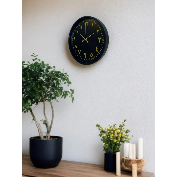Mey İthalat® 36 Cm Siyah Arapça Rakamlı Duvar Saati