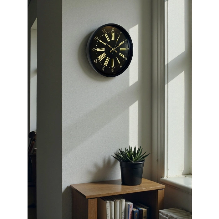 Mey İthalat® 36 Cm Siyah Modern Duvar Saati