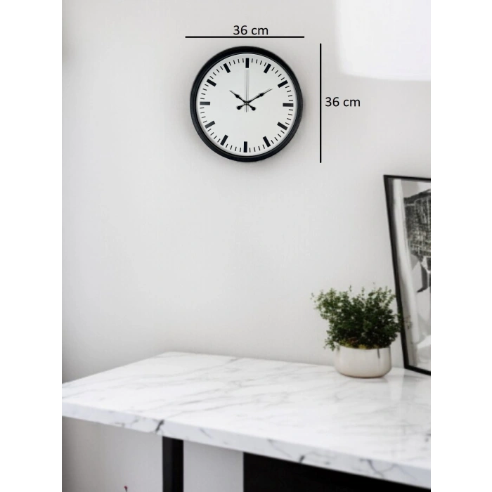 Mey İthalat® 36 Cm Siyah Sade Standart Duvar Saati