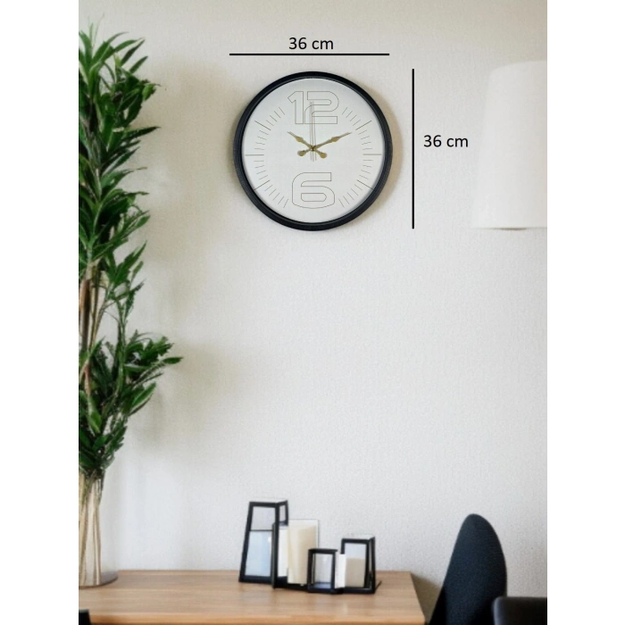 Mey İthalat® 36 Cm Siyah Sade Zarif Duvar Saati