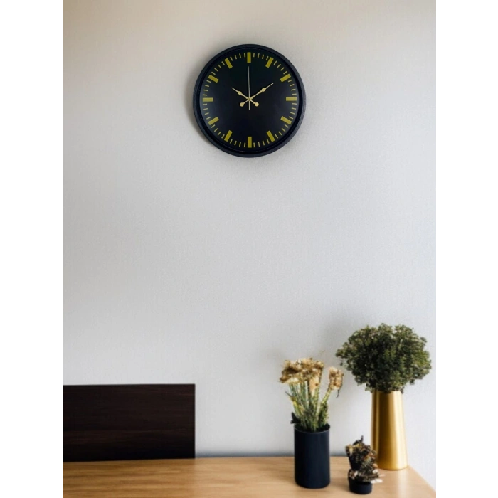 Mey İthalat® 36 Cm Siyah Şık Duvar Saati