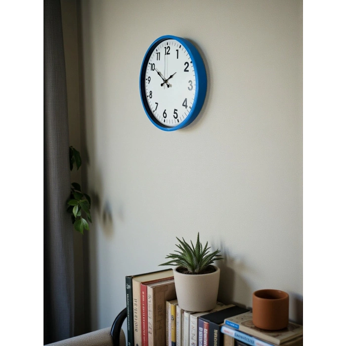 Mey İthalat® 36 Cm Standart Mavi Duvar Saati