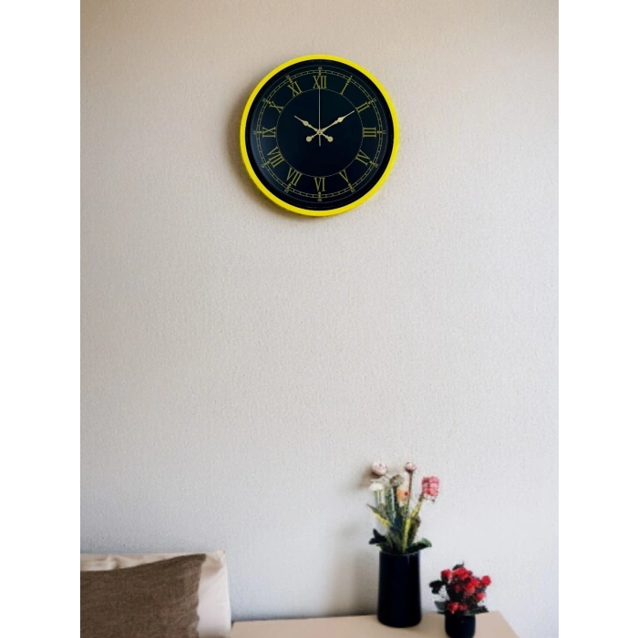 Mey İthalat® 36 Cm Standart Sarı Duvar Saati