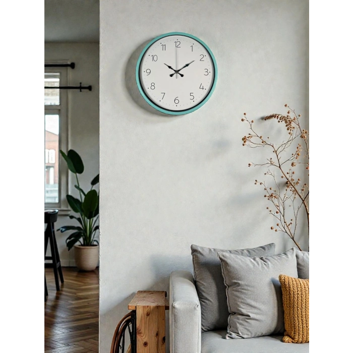Mey İthalat® 36 Cm Turkuaz Standart Duvar Saati
