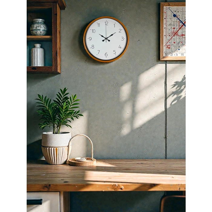 Mey İthalat® 36 Cm Turuncu Dekoratif Duvar Saati