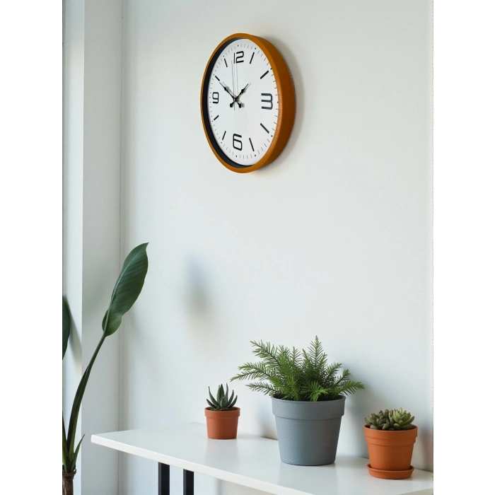Mey İthalat® 36 Cm Turuncu Dekoratif Duvar Saati