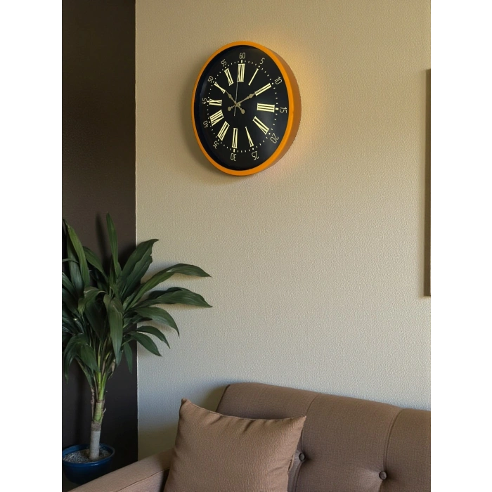 Mey İthalat® 36 Cm Turuncu Dekoratif Duvar Saati