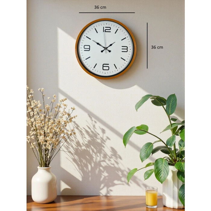 Mey İthalat® 36 Cm Turuncu Dekoratif Duvar Saati