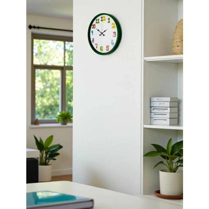 Mey İthalat® 36 Cm Yeşil Çocuk Odası Duvar Saati