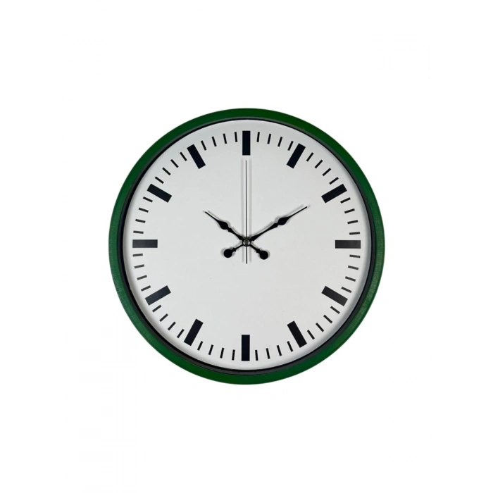 Mey İthalat® 36 Cm Yeşil Sade Dekoratif Duvar Saati