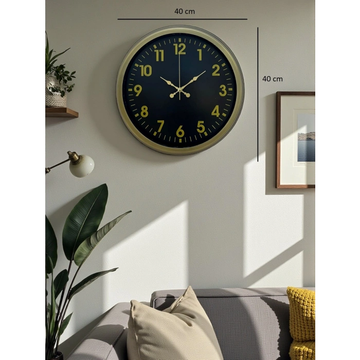 Mey İthalat® 40 Cm Metal Eskitme Klasik Duvar Saati