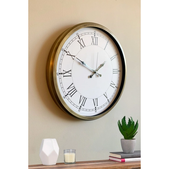 Mey İthalat® 52 cm Eskitme Metal Retro Duvar Saati