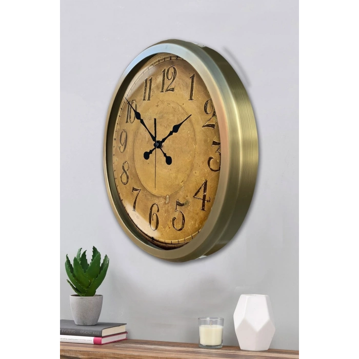Mey İthalat® 52 cm Eskitme Metal Retro Duvar Saati