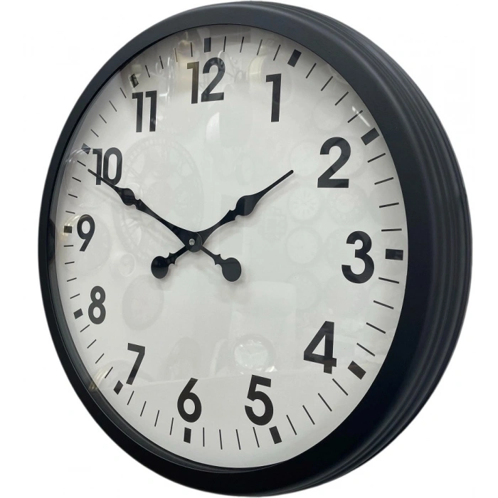 Mey İthalat® 60 cm Siyah Metal Duvar Saati