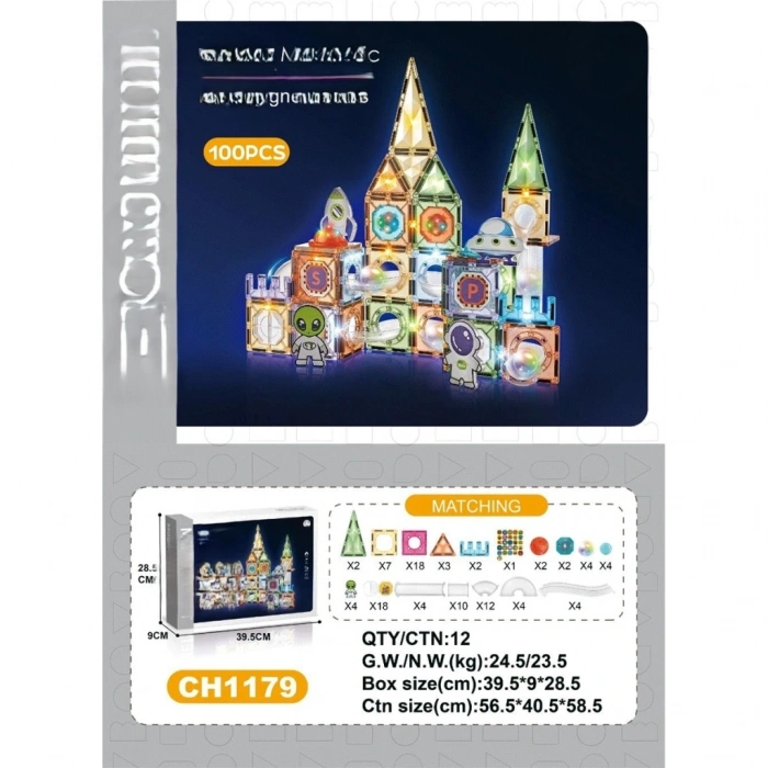 Mey İthalat® 7.5CM Işıklı Blok 100 Parça