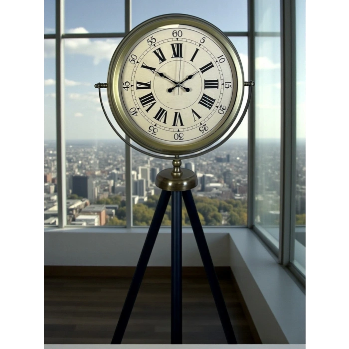 Mey İthalat® Antik Görünümlü Eskitme Tripod Ayaklı Saat