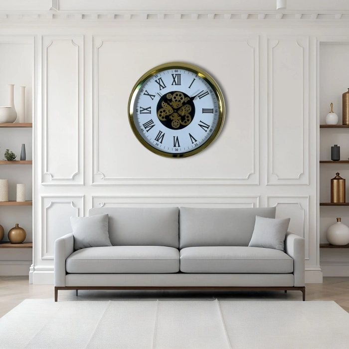 Mey İthalat® Aurelius Gold 60 Cm Çarklı Duvar Saati