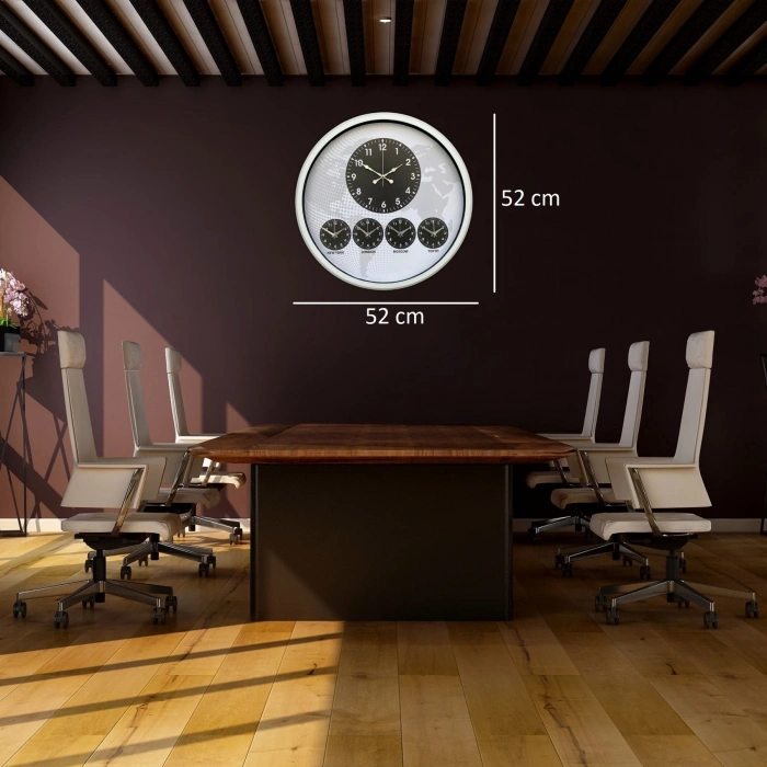 Mey İthalat® Beyaz 52 Cm Zarif Dünya Saati