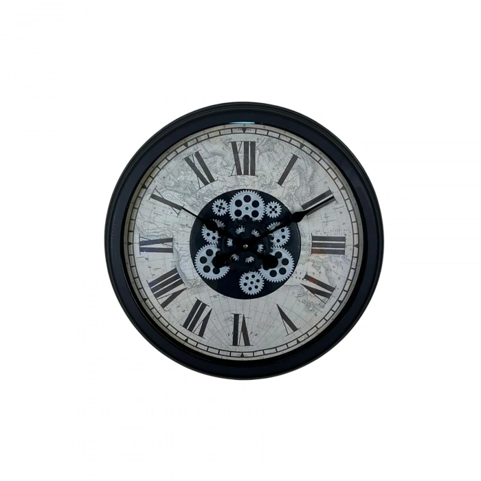 Mey İthalat® Black Atlas Series 60 Cm Çarklı Duvar Saati
