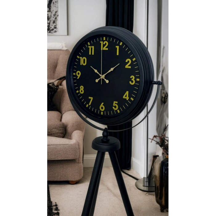 Mey İthalat® Black Prime Gold Rakamlı Tripod Ayaklı Saat