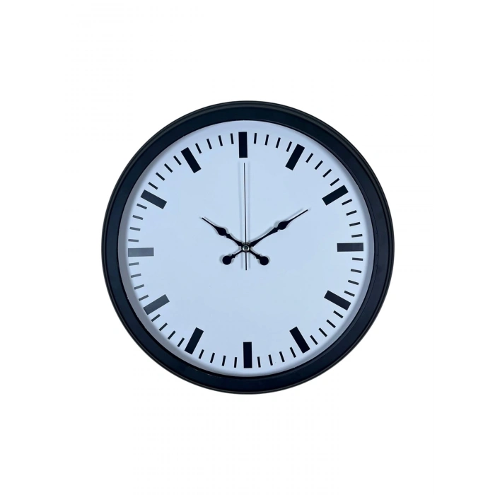 Mey İthalat® Black & White Baseline 40 Cm Metal Duvar Saati