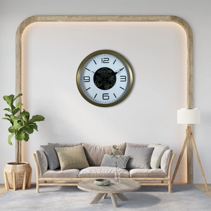 Mey İthalat® Bronze Motion 60 Cm Çarklı Duvar Saati