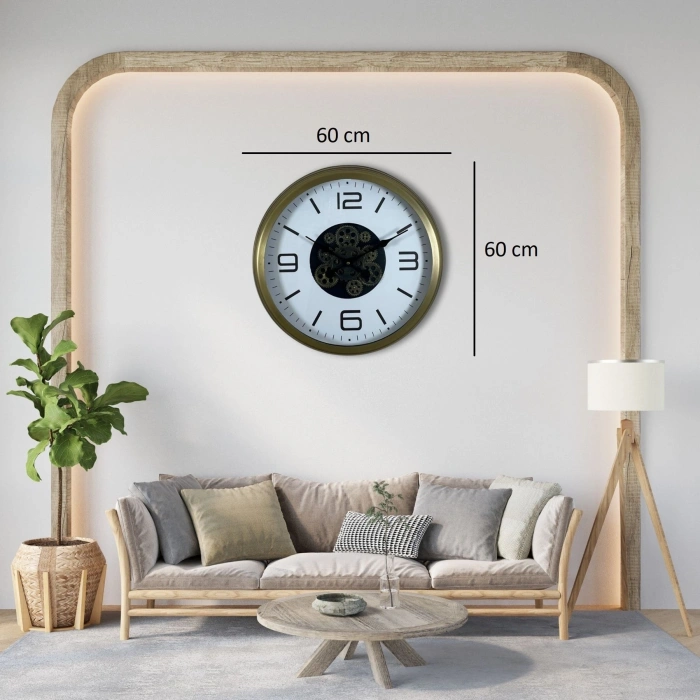 Mey İthalat® Bronze Motion 60 Cm Çarklı Duvar Saati