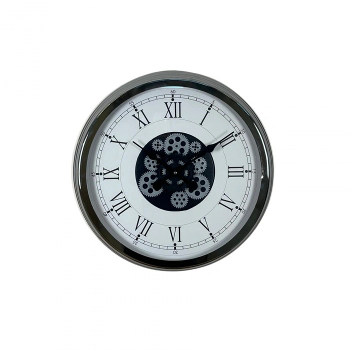 Mey İthalat®  Empire 60 Cm Çarklı Krom Duvar Saati