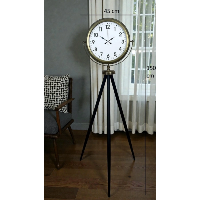 Mey İthalat® Eskitme Tripod Ayaklı Dekoratif Saat
