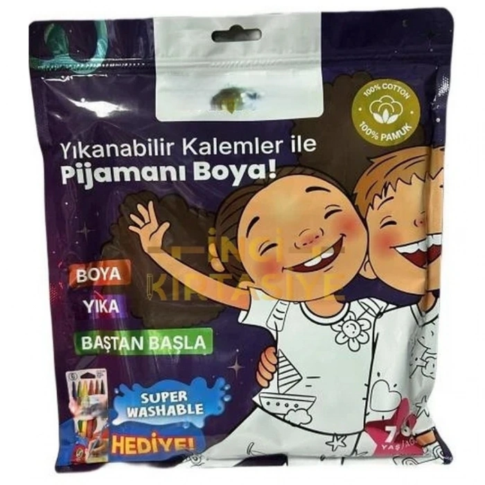 Mey İthalat® Kalem Hediyeli Boyanabilir Pijama 7-8 Yaş