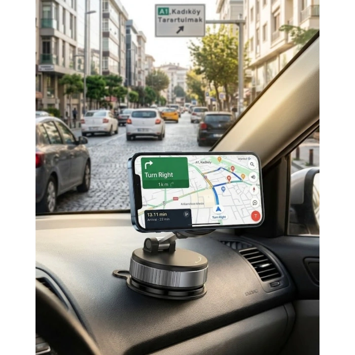 Mey İthalat® Katlanabilir Manyetik Telefon Tutucu Araç Konsol Telefon Standı