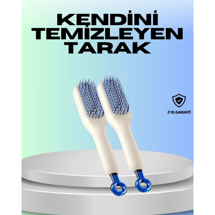 Mey İthalat® Kendini Temizleyen Ergonomik Saç Tarağı – ABS Gövde, Silikon Diş