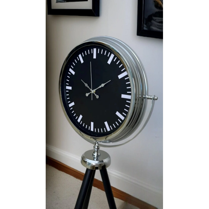 Mey İthalat® Krom Prime Modern Tripod Ayaklı Saat