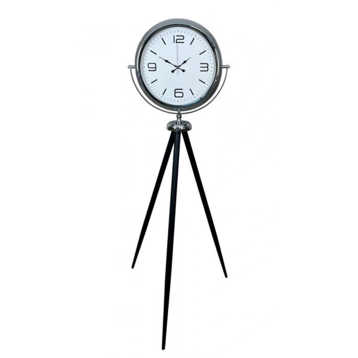Mey İthalat® Krom Sade & Şık Tripod Ayaklı Saat