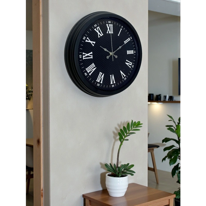 Mey İthalat® Luxury Black 40 Cm Metal Duvar Saati