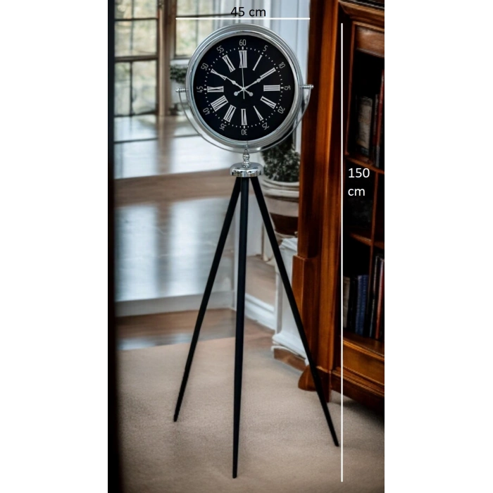 Mey İthalat® Majestic Krom Tripod Ayaklı Saat