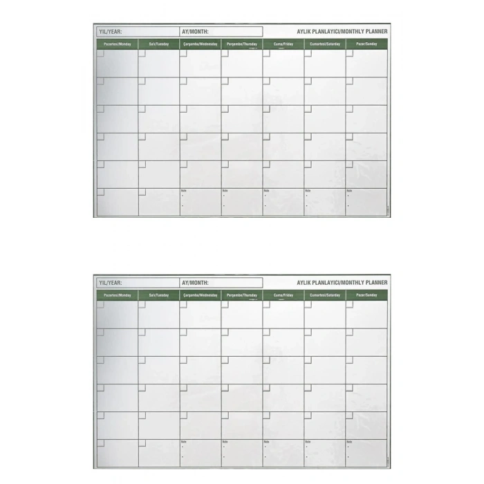 Mey İthalat®  Manyetik Yapışkanlı Bir Aylık Program Planlayıcı Takvim 85x56 cm