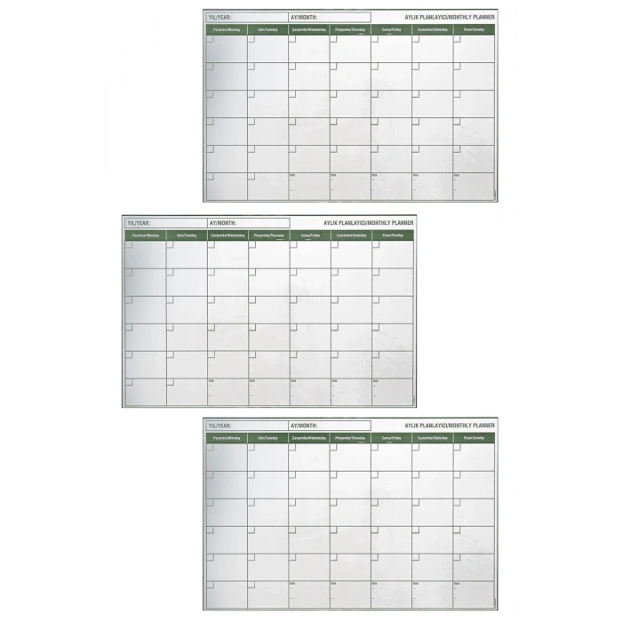 Mey İthalat®  Manyetik Yapışkanlı Bir Aylık Program Planlayıcı Takvim 85x56 cm