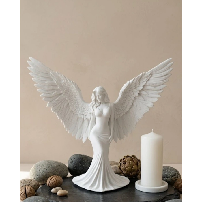 Mey İthalat® Minimalist Melek İnsan Figürlü 3D Heykel Dekoratif Biblo Ev Dekoru